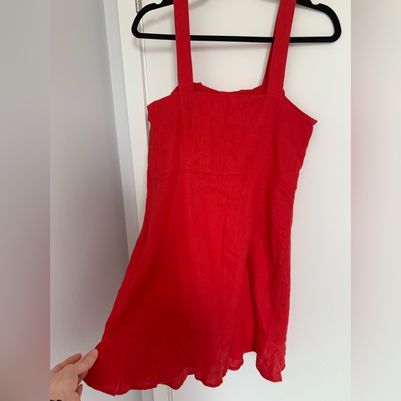 Mango red linen mini dress - Picture 4 of 5